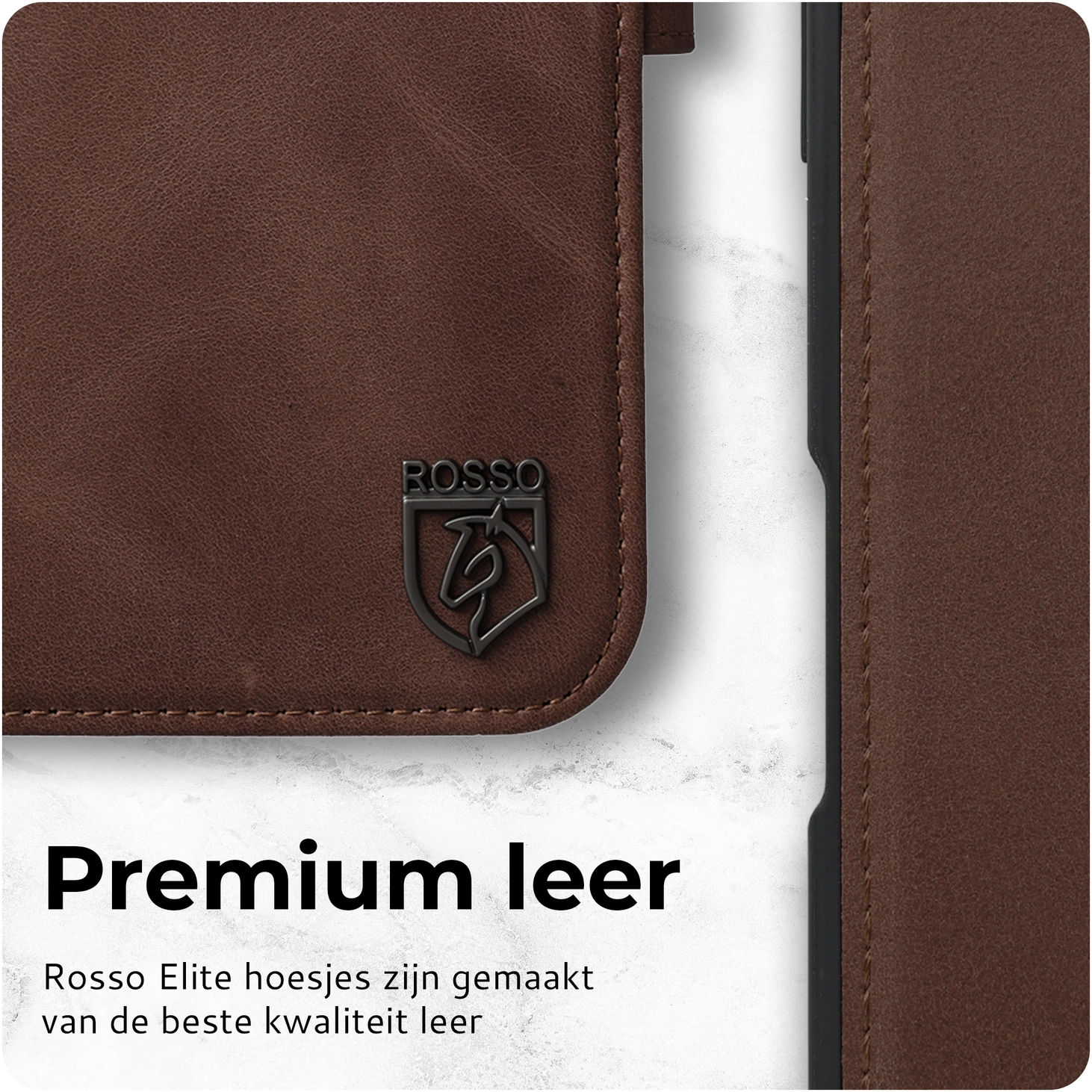 Rosso Elite iPhone 15 Plus Hoesje MagSafe Book Case Leer Bruin afbeelding 5