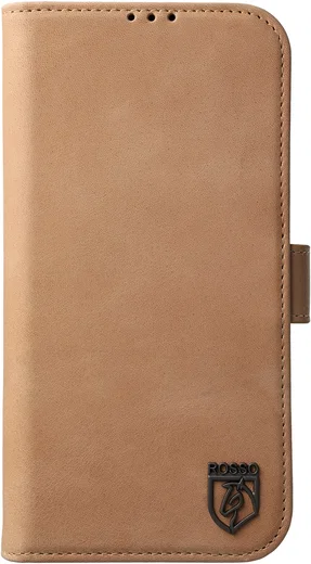 Rosso Elite iPhone 15 Plus Hoesje MagSafe Book Case Leer Lichtbruin afbeelding 15