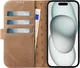 Rosso Elite iPhone 15 Plus Hoesje MagSafe Book Case Leer Lichtbruin afbeelding 2