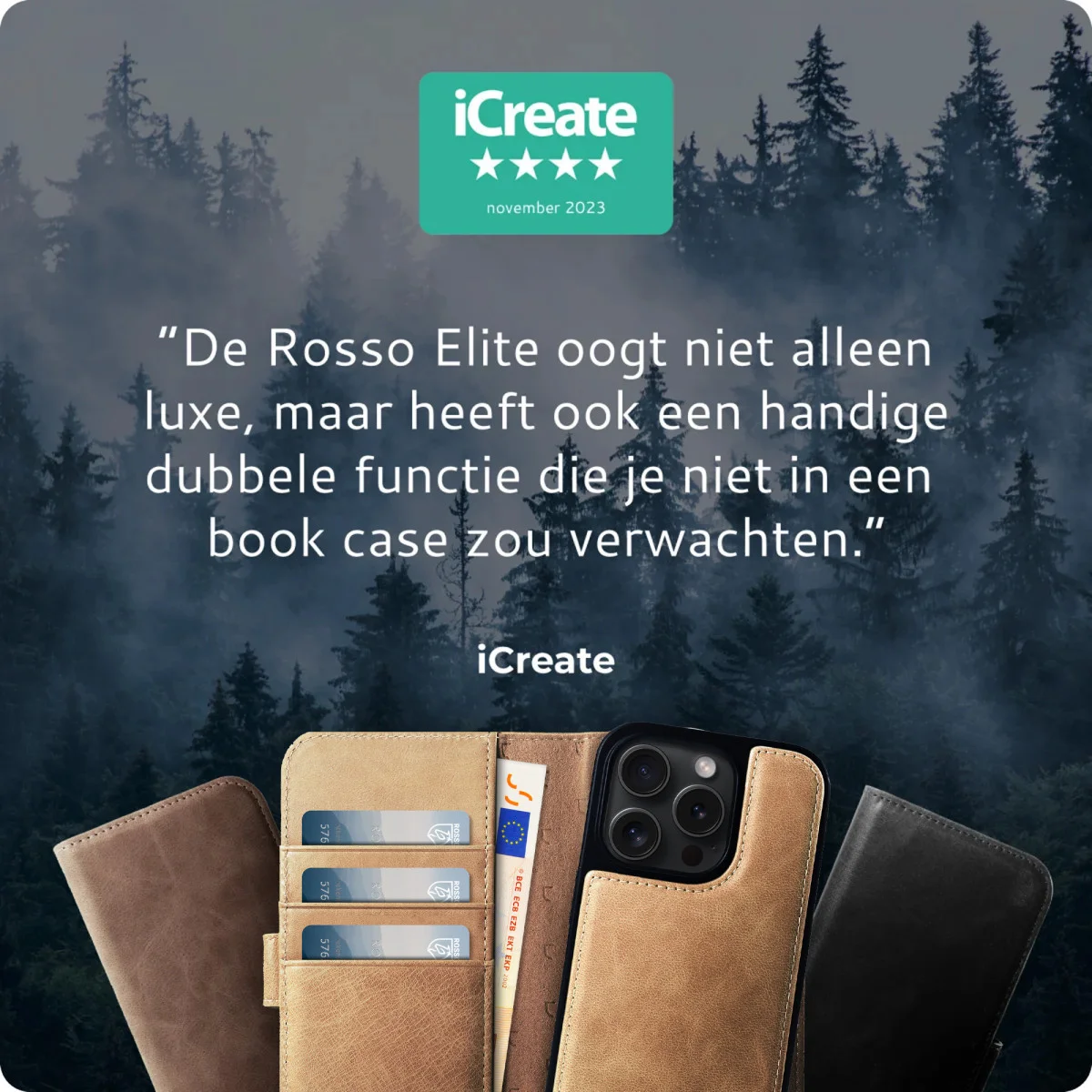 Rosso Elite iPhone 15 Pro Max Hoesje MagSafe Book Case Leer Lichtbruin afbeelding 6