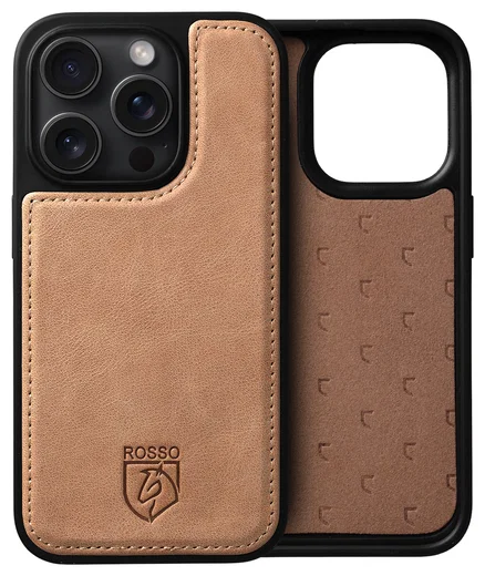 Rosso Elite iPhone 15 Pro Max Hoesje MagSafe Book Case Leer Lichtbruin afbeelding 9