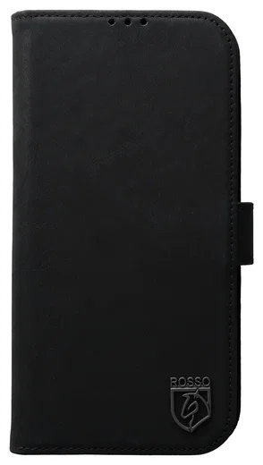 Rosso Elite iPhone 14 Hoesje MagSafe Book Case Echt Leer Zwart afbeelding 12