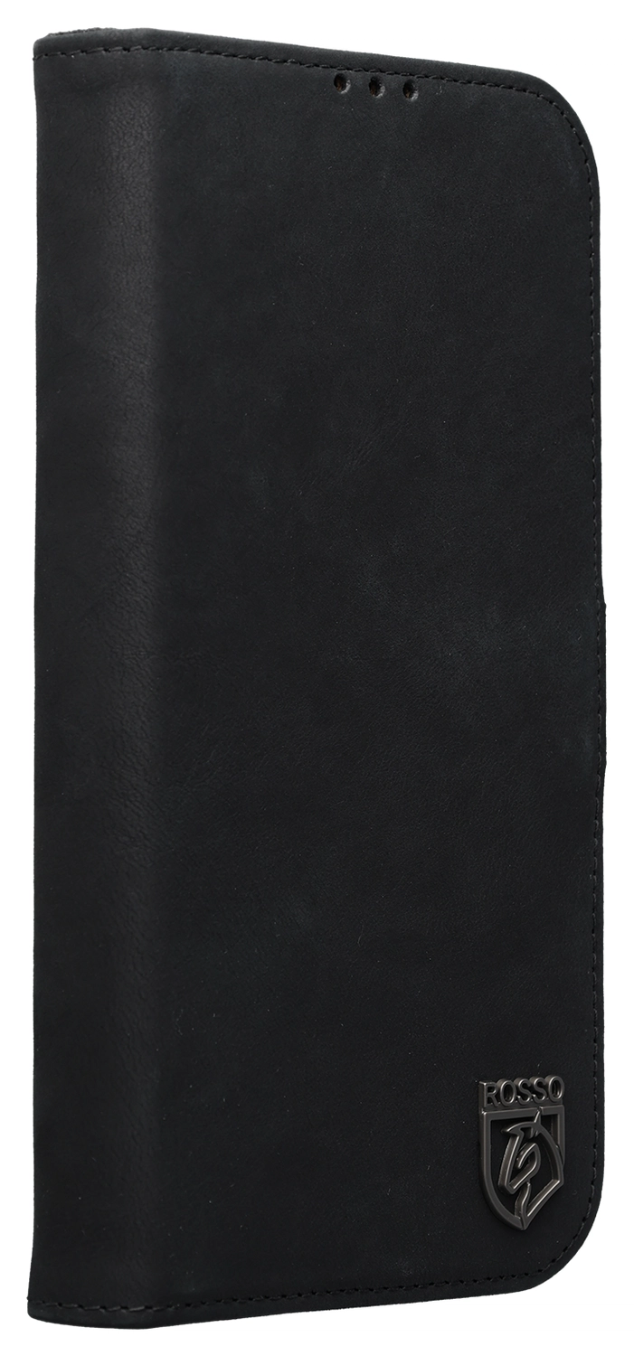 Rosso Elite iPhone 14 Hoesje MagSafe Book Case Echt Leer Zwart afbeelding 14