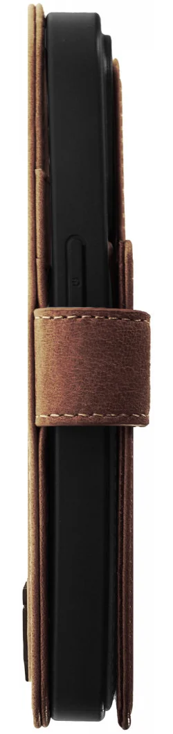 Rosso Elite iPhone 14 Hoesje MagSafe Book Case Echt Leer Bruin afbeelding 14