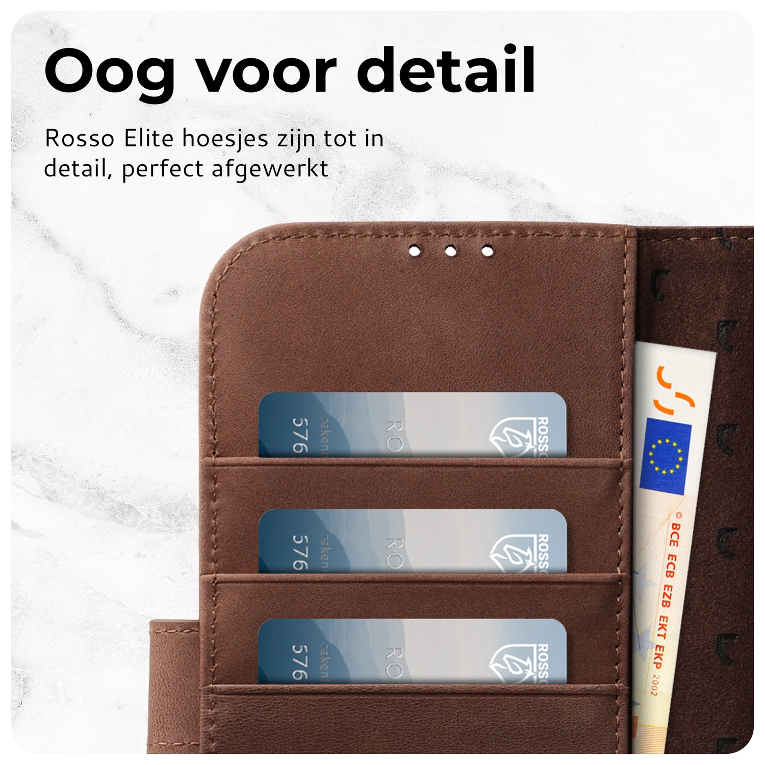 Rosso Elite iPhone 14 Hoesje MagSafe Book Case Echt Leer Bruin afbeelding 7
