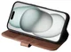 Rosso Elite iPhone 14 Hoesje MagSafe Book Case Echt Leer Bruin afbeelding 11