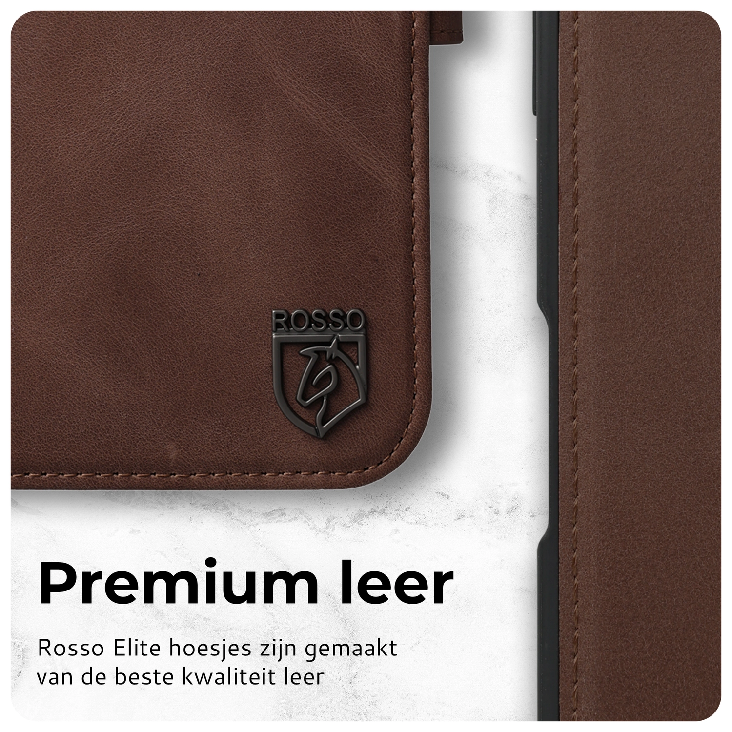 Rosso Elite iPhone 14 Hoesje MagSafe Book Case Echt Leer Bruin afbeelding 5