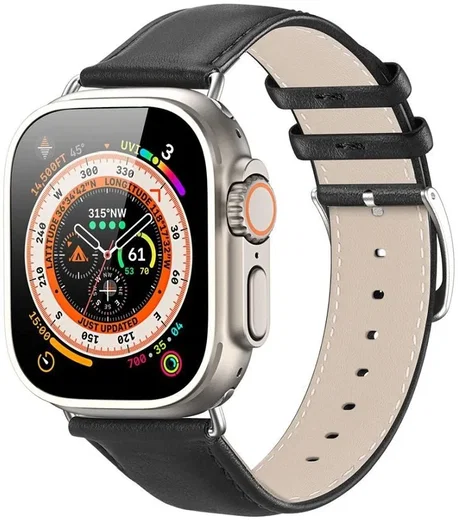 Dux Ducis - YS Leren Apple Watch Bandje - 38MM/40MM/41MM/42MM - Zwart afbeelding 1