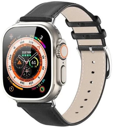 Dux Ducis YS - Leren Apple Watch Bandje - 42MM/44MM/45MM/46MM/49MM - Zwart afbeelding 1