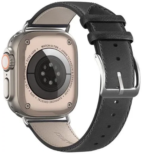 Dux Ducis YS - Leren Apple Watch Bandje - 42MM/44MM/45MM/46MM/49MM - Zwart afbeelding 2