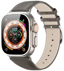 Dux Ducis YS - Leren Apple Watch Bandje - 42MM/44MM/45MM/46MM/49MM - Grijs afbeelding