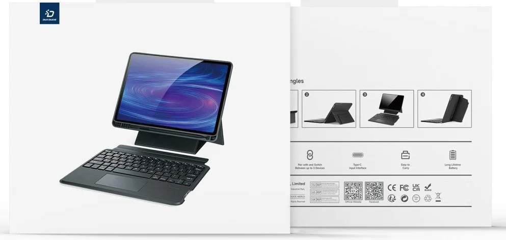 Dux Ducis Samsung Galaxy Tab A8 Hoes Bluetooth Toetsenbord Zwart afbeelding 11