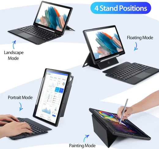 Dux Ducis Samsung Galaxy Tab A8 Hoes Bluetooth Toetsenbord Zwart afbeelding 7