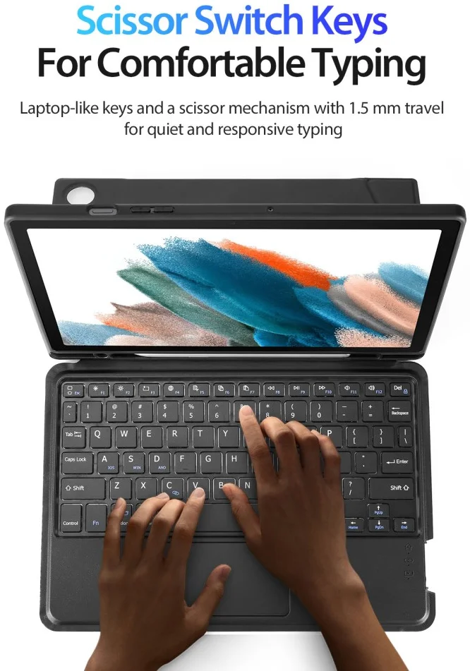 Dux Ducis Samsung Galaxy Tab A8 Hoes Bluetooth Toetsenbord Zwart afbeelding 8