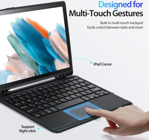 Dux Ducis Samsung Galaxy Tab A8 Hoes Bluetooth Toetsenbord Zwart afbeelding 9