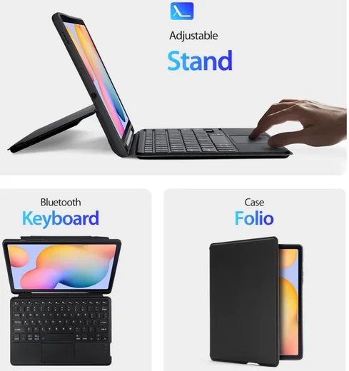 Dux Ducis Samsung Galaxy Tab S6 Lite Hoes Bluetooth Toetsenbord Zwart afbeelding 5