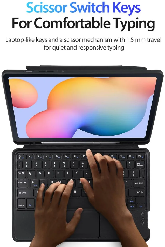 Dux Ducis Samsung Galaxy Tab S6 Lite Hoes Bluetooth Toetsenbord Zwart afbeelding 8