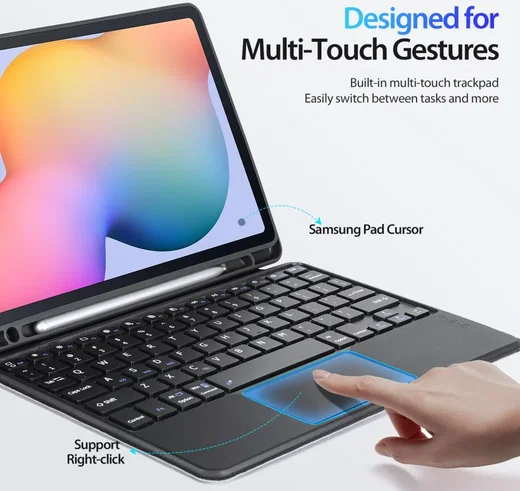 Dux Ducis Samsung Galaxy Tab S6 Lite Hoes Bluetooth Toetsenbord Zwart afbeelding 9