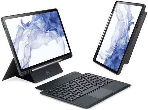 Dux Ducis Samsung Galaxy Tab S8 / S7 Hoes Bluetooth Toetsenbord Zwart afbeelding 1