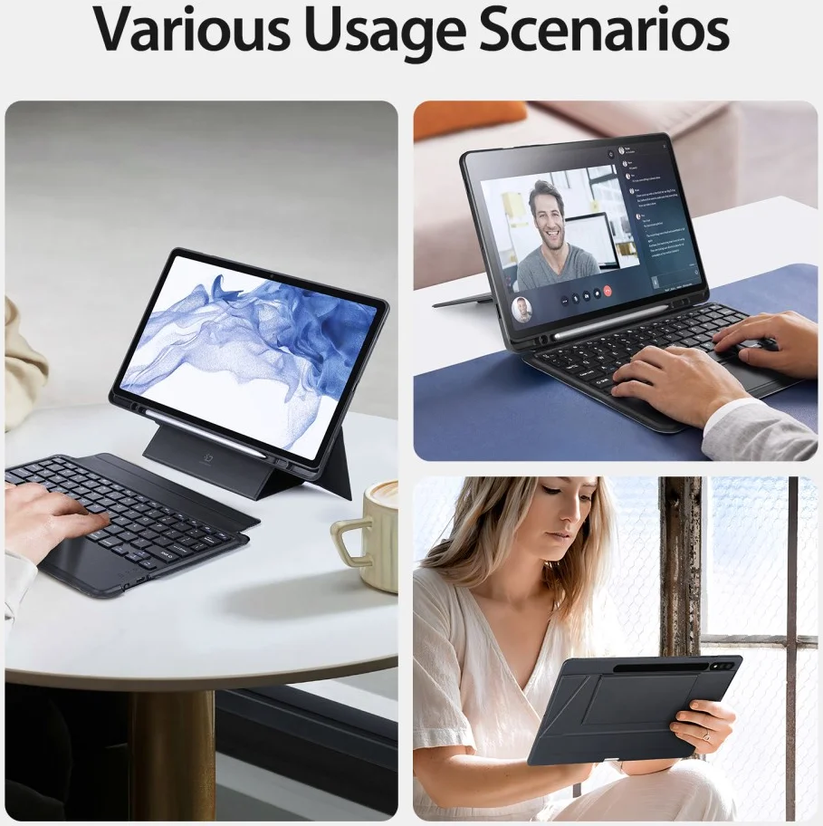 Dux Ducis Samsung Galaxy Tab S8 / S7 Hoes Bluetooth Toetsenbord Zwart afbeelding 6