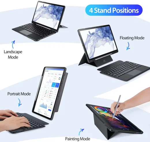 Dux Ducis Samsung Galaxy Tab S8 / S7 Hoes Bluetooth Toetsenbord Zwart afbeelding 7
