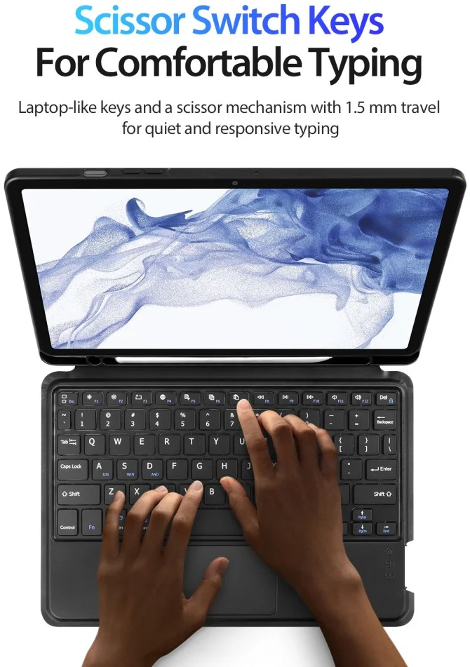 Dux Ducis Samsung Galaxy Tab S8 / S7 Hoes Bluetooth Toetsenbord Zwart afbeelding 8