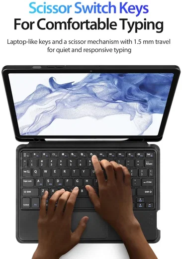 Dux Ducis Samsung Galaxy Tab S8 / S7 Hoes Bluetooth Toetsenbord Zwart afbeelding 8