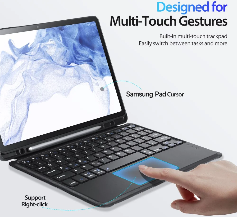 Dux Ducis Samsung Galaxy Tab S8 / S7 Hoes Bluetooth Toetsenbord Zwart afbeelding 9