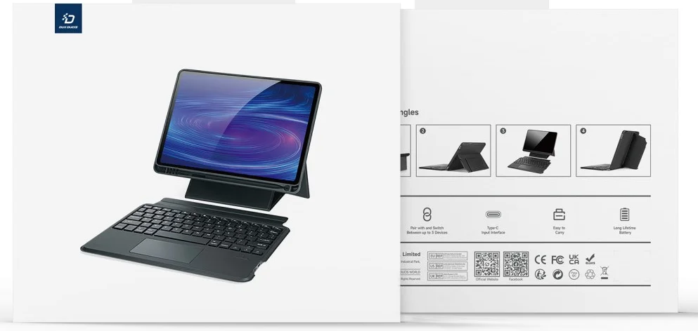 Dux Ducis Samsung Galaxy Tab S8+ / S7 FE / S7+ Toetsenbord Hoes afbeelding 11
