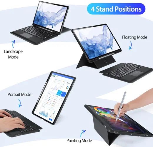 Dux Ducis Samsung Galaxy Tab S8+ / S7 FE / S7+ Toetsenbord Hoes afbeelding 7