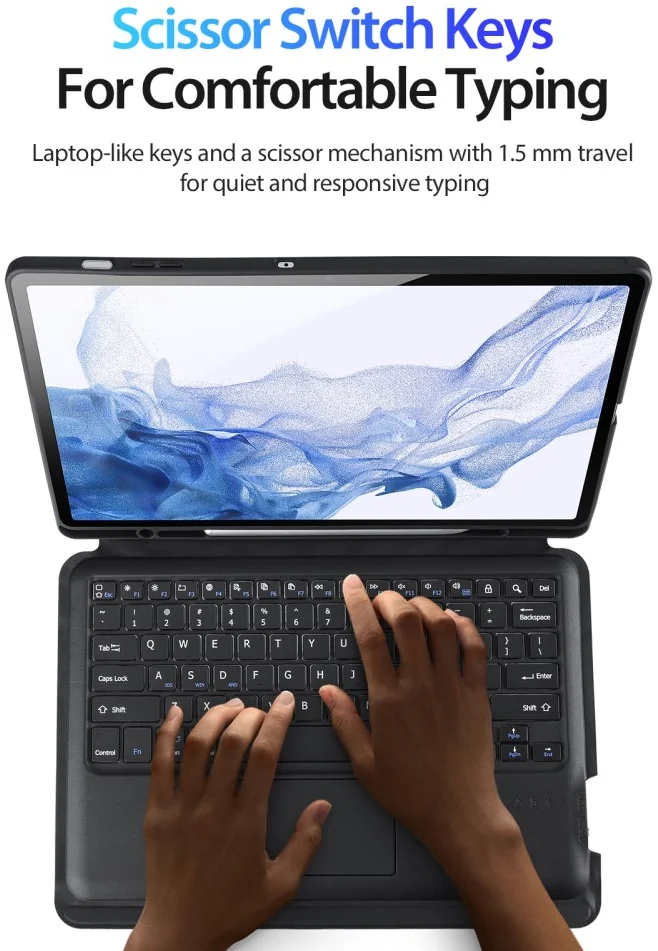 Dux Ducis Samsung Galaxy Tab S8+ / S7 FE / S7+ Toetsenbord Hoes afbeelding 8