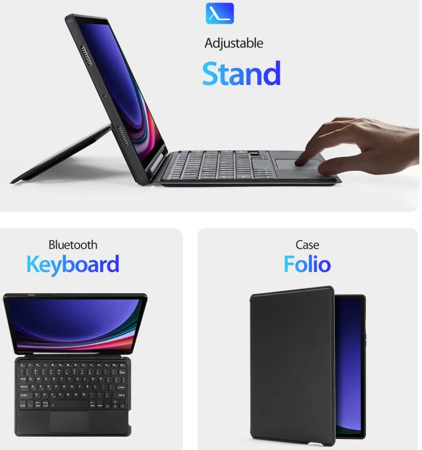 Dux Ducis Samsung Galaxy Tab S9 Hoes Bluetooth Toetsenbord Zwart afbeelding 5