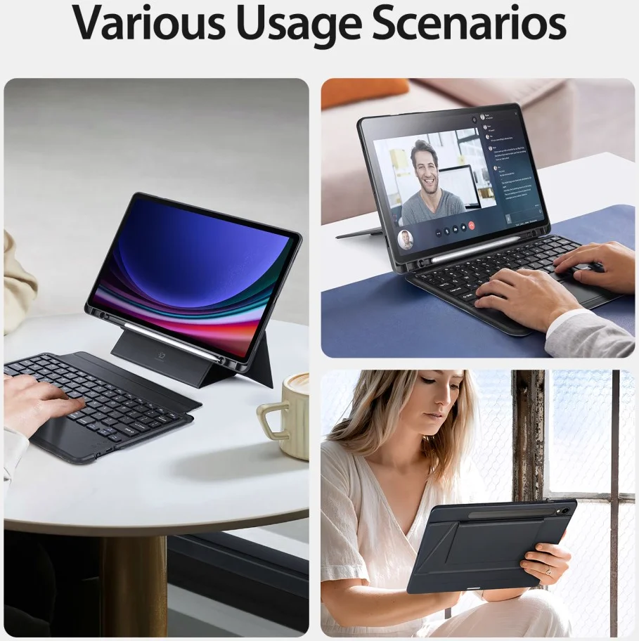 Dux Ducis Samsung Galaxy Tab S9 Hoes Bluetooth Toetsenbord Zwart afbeelding 6