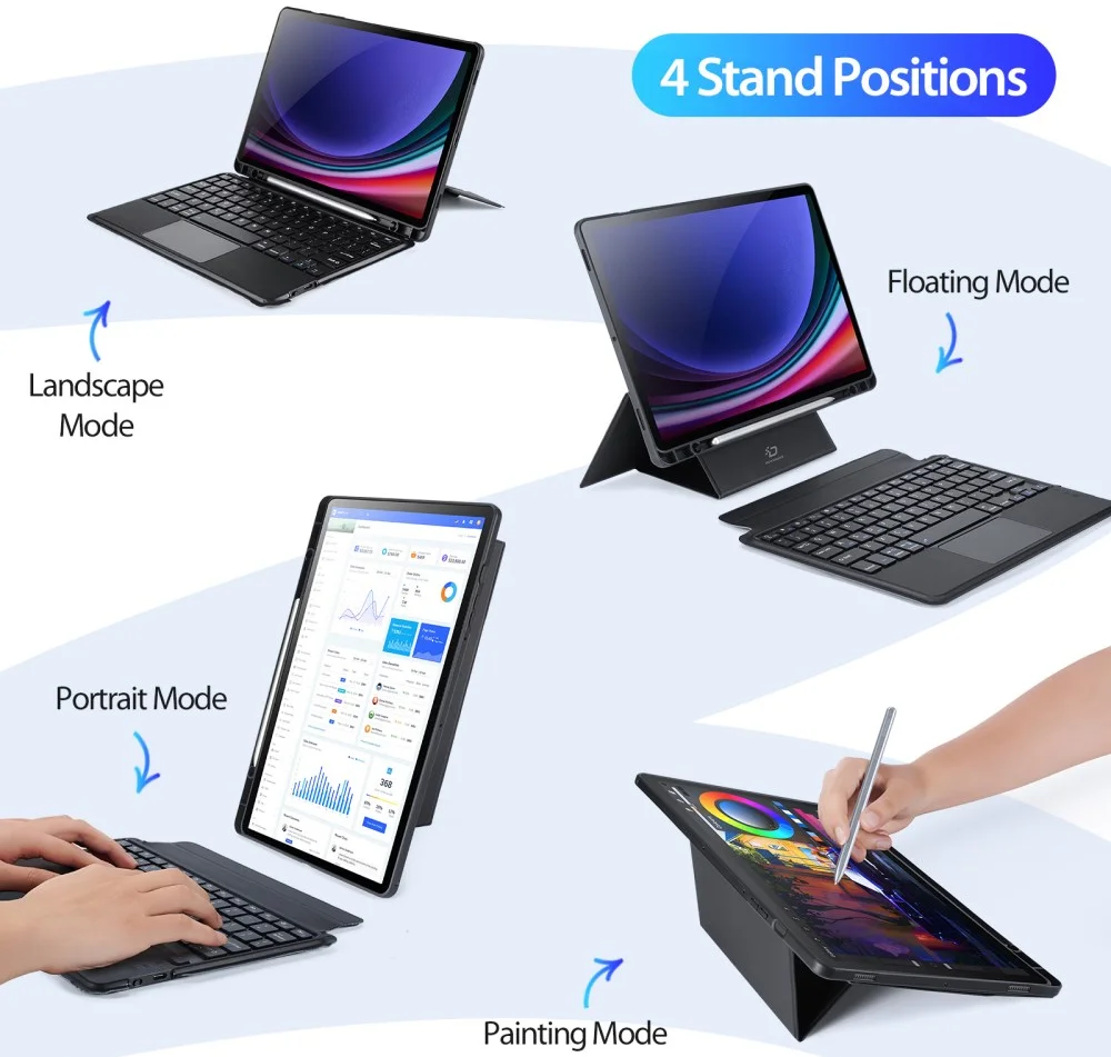 Dux Ducis Samsung Galaxy Tab S9 Hoes Bluetooth Toetsenbord Zwart afbeelding 7