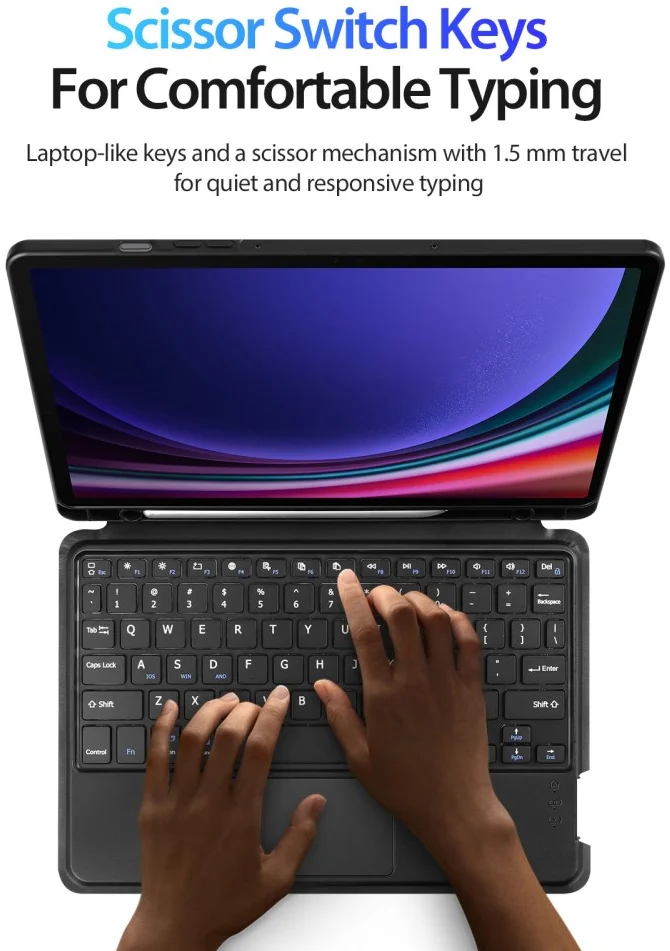 Dux Ducis Samsung Galaxy Tab S9 Hoes Bluetooth Toetsenbord Zwart afbeelding 8