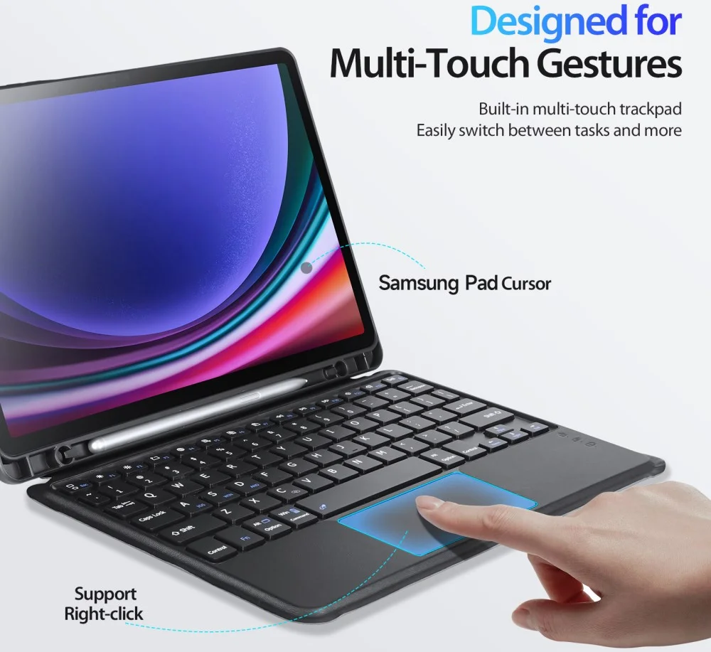 Dux Ducis Samsung Galaxy Tab S9 Hoes Bluetooth Toetsenbord Zwart afbeelding 9