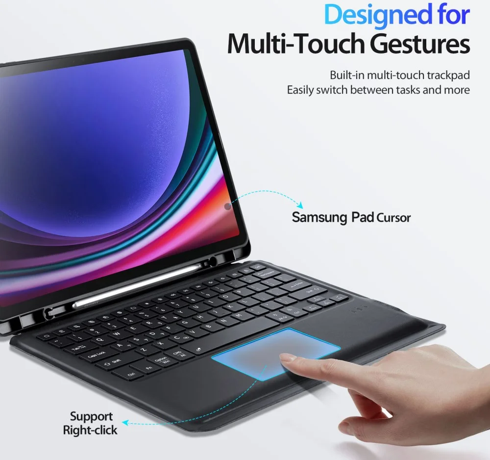 Dux Ducis Samsung Galaxy Tab S10+ / Tab S9+ Hoes Bluetooth Toetsenbord Zwart afbeelding 9