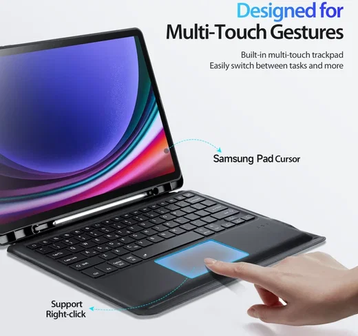 Dux Ducis Samsung Galaxy Tab S10+ / Tab S9+ Hoes Bluetooth Toetsenbord Zwart afbeelding 9