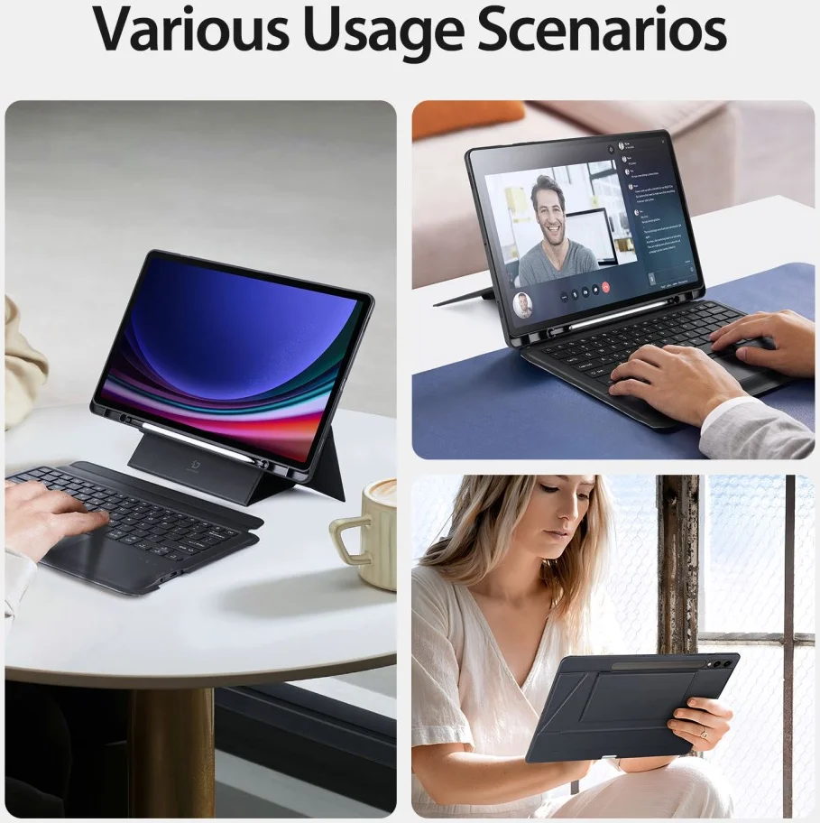 Dux Ducis Samsung Galaxy Tab S10+ / Tab S9+ Hoes Bluetooth Toetsenbord Zwart afbeelding 6
