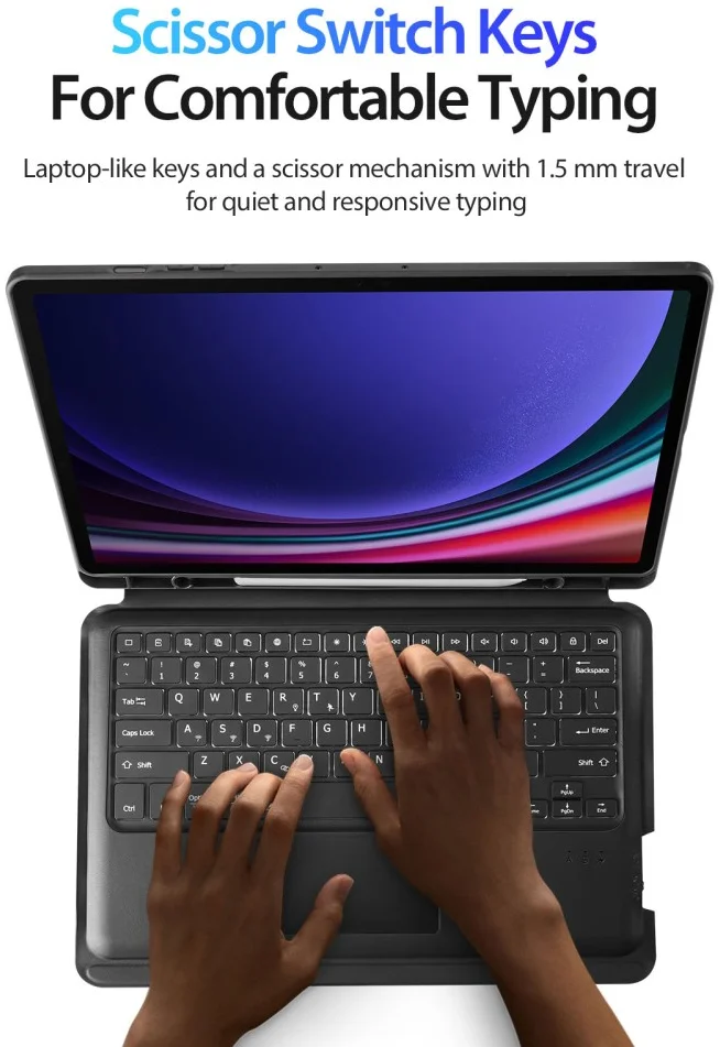Dux Ducis Samsung Galaxy Tab S10+ / Tab S9+ Hoes Bluetooth Toetsenbord Zwart afbeelding 8