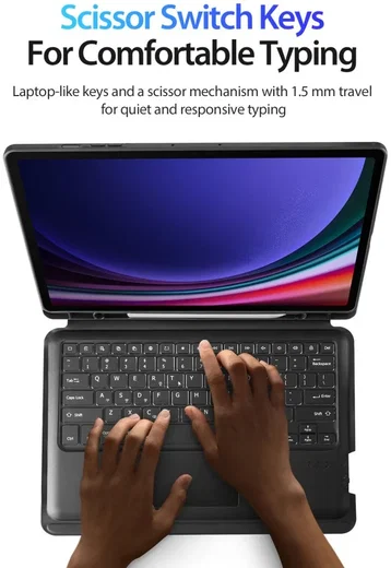 Dux Ducis Samsung Galaxy Tab S10+ / Tab S9+ Hoes Bluetooth Toetsenbord Zwart afbeelding 8