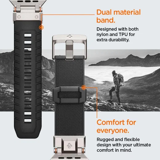Spigen DuraPro - Apple Watch 1-10/SE/Ultra Bandje - 49/46/45/44/42MM - Zwart afbeelding 3