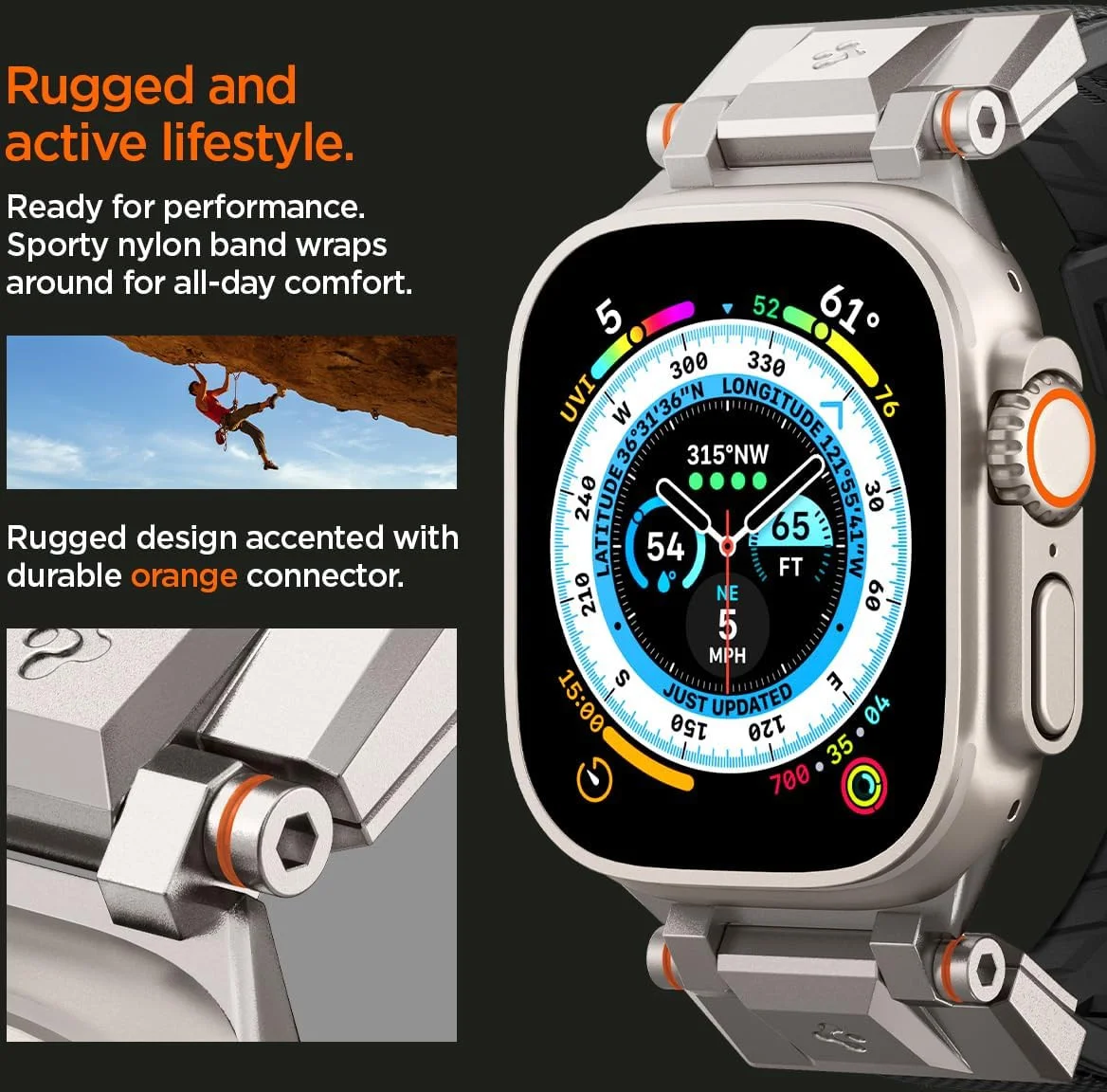 Spigen DuraPro - Apple Watch 1-10/SE/Ultra Bandje - 49/46/45/44/42MM - Zwart afbeelding 6