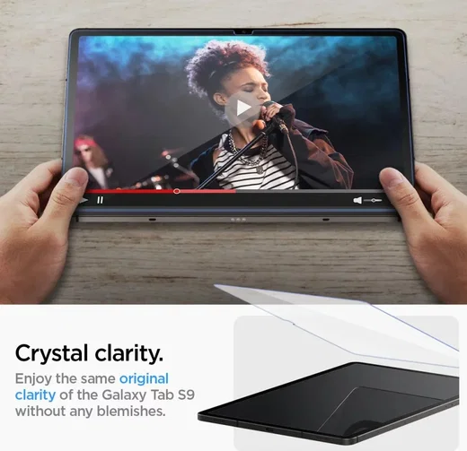 Spigen EZ Fit Glas.tR Samsung Galaxy Tab S9 Screen Protector afbeelding 5