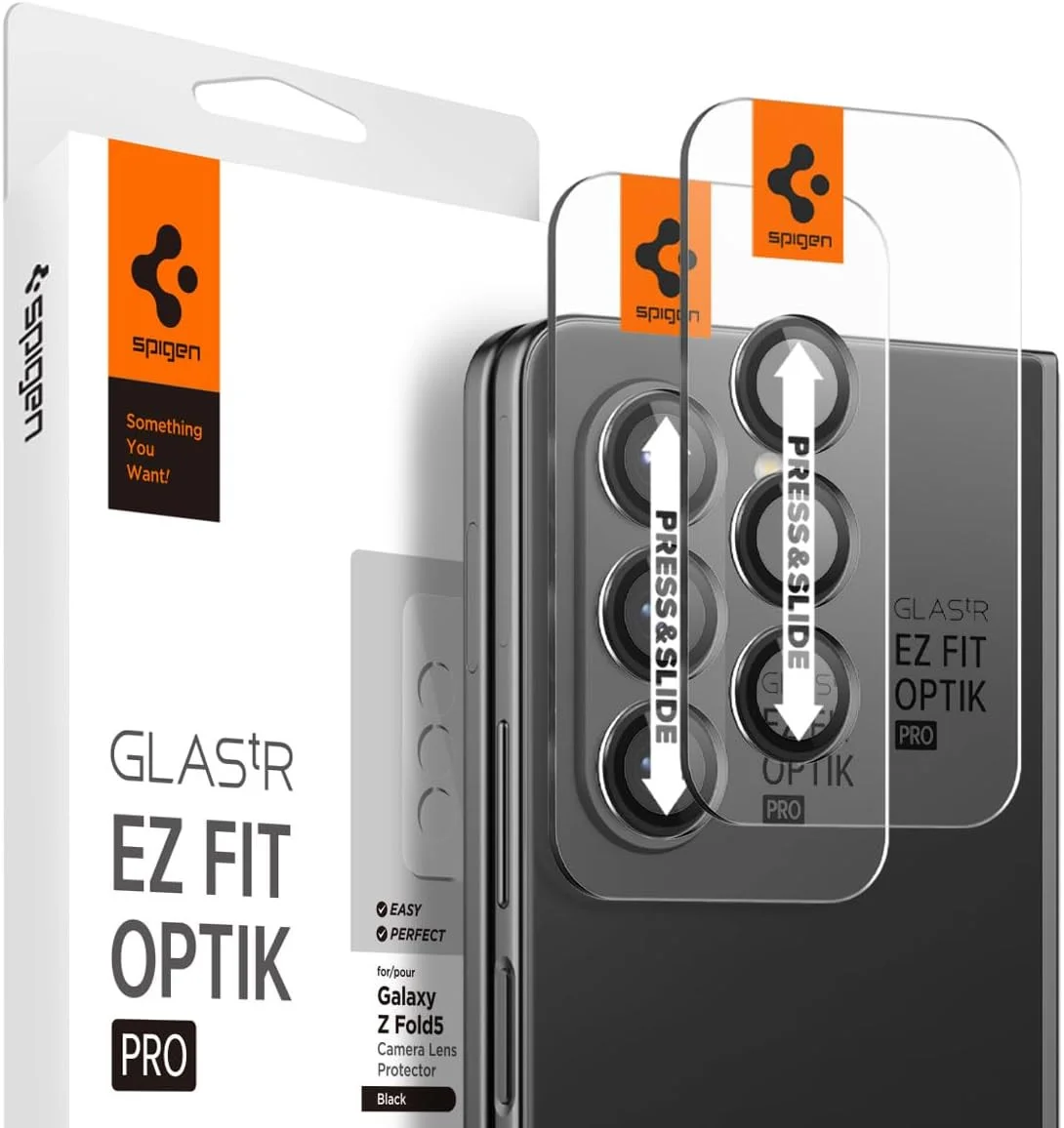 Spigen Optik Samsung Z Fold 5 Camera Lens Protector (2-Pack) Zwart afbeelding 1