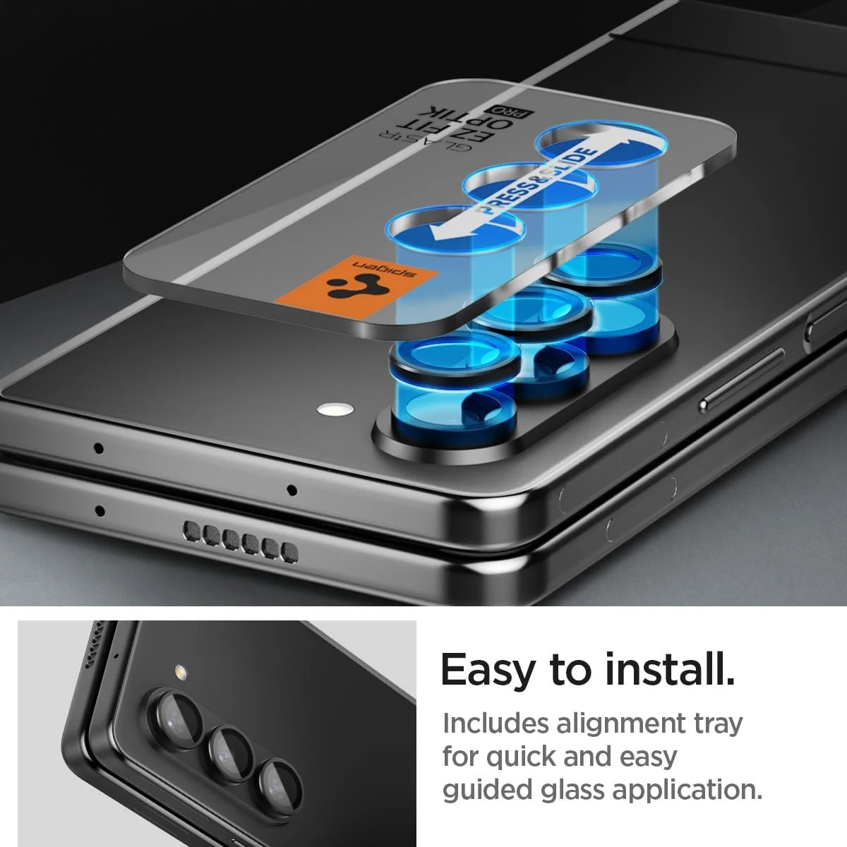 Spigen Optik Samsung Z Fold 5 Camera Lens Protector (2-Pack) Zwart afbeelding 3