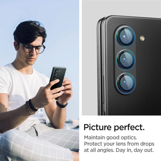 Spigen Optik Samsung Z Fold 5 Camera Lens Protector (2-Pack) Zwart afbeelding 4