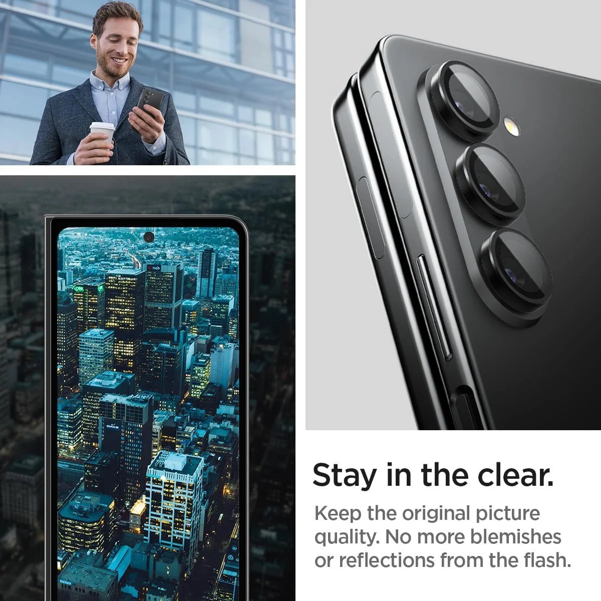 Spigen Optik Samsung Z Fold 5 Camera Lens Protector (2-Pack) Zwart afbeelding 5