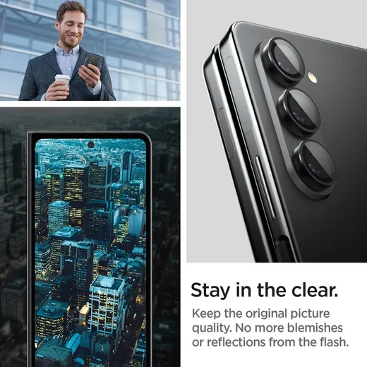 Spigen Optik Samsung Z Fold 5 Camera Lens Protector (2-Pack) Zwart afbeelding 5