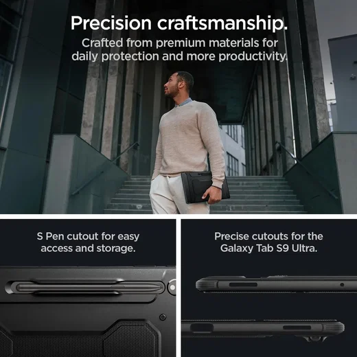 Spigen Rugged Armor Pro Samsung Galaxy Tab S10 / S9 / S8 Ultra Hoes Zwart afbeelding 4